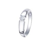 Anillos para Mujer de Compromiso, Western Rings Silver with 0.15Ct Diamond 9K White Gold Size N 1/2