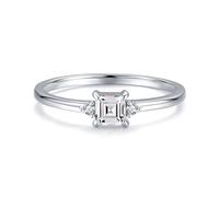 Anillos para Mujer de Oro 14K Blanco, Rings for Women Marriage Elegant with Square Shape Moissanite Size J 1/2