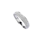 Anillos para Mujer de Oro 14K Blanco, Silver Ring Band with 0.35Ct Diamond Size V 1/2