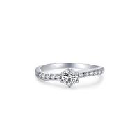 Anillos para Mujer de Plata, Womens Promise Ring Circle with Round Shape Lab Created Diamond 18K White Gold Size J 1/2
