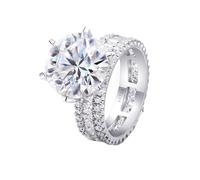 Anillos para Mujer, Mothers Ring for Women Round White Gold 14K with White Moissanite Size V 1/2