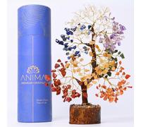 Anima Crystal Tree of Life - Handcrafted Gemstone Chakra Tree for Energy Healing, Crystal Decor & Gifts Handcrafted with Natural Gemstones on Wooden Base - Spiritual Home & Office Decor