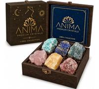 Anima® Libra Zodiac Crystal Set for Harmony, Truth & Clear Decisions | Elegant wooden gift box with six large, powerful raw crystals curated for Libra, plus a personal zodiac guidebook