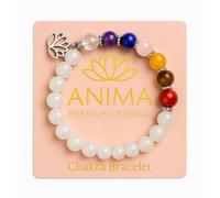 Anima Premium 7 Chakra Crystal Bracelet for Women - Medium 8mm Beads Real Healing Crystals and Stones - Perfect for Balance, Energy, and Abundance - with Lotus Flower Charm and Charged Energy Card