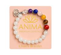 Anima Premium 7 Chakra Crystal Bracelet for Women - Medium 8mm Beads Real Healing Crystals and Stones - Perfect for Balance, Energy, and Abundance - with Lotus Flower Charm and Charged Energy Card