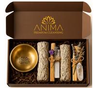 Anima Premium Energy Cleansing Set - White Sage Smudge Sticks, Palo Santo Sticks, Clear Quartz & Selenite Crystal with Smudge Bowl for Crystals & Home Cleansing, Meditation & Manifestation