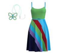 Animacoser 13 Going On 30 Dress with Butterfly Necklace Jenna Rink Tiger Mist Green Summer Backless Slip Bodycon Dress