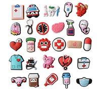 animacoser 27 PCS Nurse Shoe Charms,Medical Stethoscope Shoes Decoration, Clogs Pins Accessories for Girls Boys