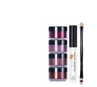 Animakeup Kisses Glitter Lip Kit, 4 Colors Stay Golden Cosmetics Glitter Lip Kit, Waterproof Smudge Proof, Glitter Lips Makeup with Lip Primer and Brush (Red, One Size)