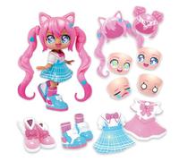 Animakii Fashion Dolls - Customisable Magical Girl + School Girl Style - 5” Fashion Doll with 32 Looks in One - Doll Accessories, Clothes, Shoes & Face Plates (ONLY 1 DOLL SUPPLIED)