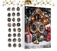 Animal - 24 Days Christmas Charm Calendar, 2D Acrylic Tree Hole | Cute Animal Festive Pendant - For Kids, Girls, Party, Window, Balcony, Front Door