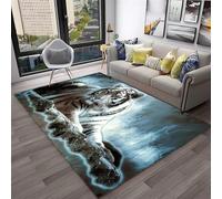 Animal 3D Tiger Print Flannel Carpet, Modern Decorative White Tiger Graffiti Area Rug Living Room Bedroom Study, Bedside Runners Rug for Boys Teen Room, Non-slip Rugs (Color 5,120x160 cm)