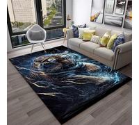 Animal 3D Tiger Print Flannel Carpet, Modern Decorative White Tiger Graffiti Area Rug Living Room Bedroom Study, Bedside Runners Rug for Boys Teen Room, Non-slip Rugs (Color 3,100x200 cm)