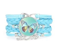Animal,Abstract,Butterfly,Projection,Adjustable,Leather,Braided,Bracelet Bl