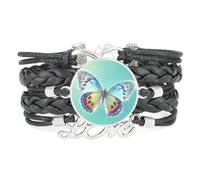 Animal,Abstract,Butterfly,Projection,Adjustable,Leather,Braided,Bracelet Bl