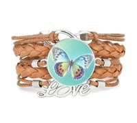 Animal,Abstract,Butterfly,Projection,Adjustable,Leather,Braided,Bracelet Br