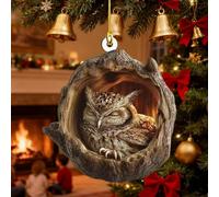 Animal Acorn Ornaments, 2D Flat Acrylic Animal Christmas Ornaments, Cute Lovely Sleeping Animals Christmas Tree Hanging Decorations Pendant Rustic Nature Themed Home Decor (8cm/3.15 inch)