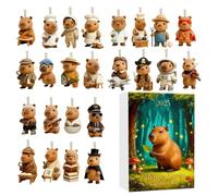Animal Advent 11.02 Inch Capybara 2D Acrylic Cute Pendants | Christmas Ornaments Collection Set with 24 Day Countdown | for Party Fireplace Decoration