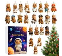 Animal Advent 11.02 Inch Capybara 2D Acrylic Cute Pendants | Christmas Ornaments Collection Set with 24 Day Countdown | for Party Fireplace Decoration