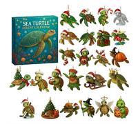 Animal Advent Calendar 2025, 3D Printed Dog Owl Sloth Sea Turtle Champagne Shape 24 Days Funny Acrylic Ornament Christmas Countdown Hanging Ornaments Decoration (sea turtle 1pcs)