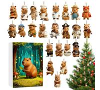 Animal Advent Calendar | 2D Cute Acrylic Pendants - Capibara for Christmas Tree with 24 Days Countdown,For Decoration, Car Rearview Mirror, Filling