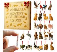 Animal Advent Calendars 2025, Merry Christmas Zoo Advent Calendars, 24 Days Countdown to Christmas with 2D Acrylic Animals Hanging Ornaments, Holiday Calendar,Xmas Families and Collectors Gift