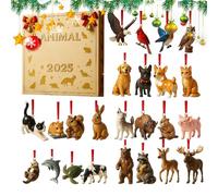 Animal Advent Christmas 2025,2D Acrylic Decoration 24 Days - Hangable Ornaments Countdown Calendar,for Front Door Office Wreath Staircase Window Sill Mantel Wall Garden Backyard Study Bedroom