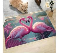 Animal Affection Between Flamingos Doormat Indoor, Pink Washable Soft Door mat Dirt Non-Slip Machine washable Rug Floor For Inside Entryway Bedroom, 50 x 80 cm