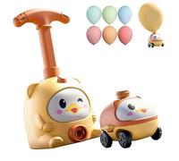 Animal Air-Powered Balloon Car Toy - Interactive Launcher Set for Kids, Portable Vehicle Play Activity for a Weekend Family Road Trip and Daily Commute (B-Yellow, 1*Car+36*Balloon)