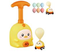 Animal Air-Powered Balloon Car Toy - Interactive Launcher Set for Kids, Portable Vehicle Play Activity for a Weekend Family Road Trip and Daily Commute (A-Yellow, 1*Car+6*Balloon)