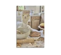 Animal Alpaca in Chef's Attire in The Kitchen Poster Modern Wall Art Canvas Aesthetic Decoration Painting 24x36inch(60x90cm) Unframe-style