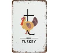 Animal Alphabet Art Letter T Is For Turket Home Decor Art Nursery Decor Baby Study School Kindergarten Metal Tin Sign Wall Art Living Room Bathroom Accents for Cafes Pubs Backyard Wall Gift for