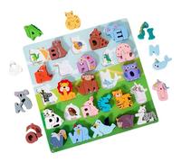 Animal Alphabet Matching Game - Engraved Timber Puzzle, Hand Eye Coordination Builder Stk, Interactive Literacy Training, Safe Smooth Edge Playset | Homeschooling Activity for Boys Girls