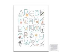 Animal Alphabet Poster 17x24" | Kids Wall Art | ABC Chart Nursery Wall Art Decor | Woodland animals Letters Room Prints | Gender Neutral Educational Classroom Poster (2 sizes, 3 colors)