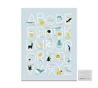 Animal Alphabet Poster 17x24" | Kids Wall Art| ABC Chart Nursery Wall Art Decor | Woodland Animals Letters Room Prints | Gender Neutral Educational Classroom Poster | 6 Variants (2 Sizes, 3 Colors)
