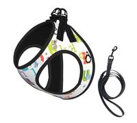 Animal Alphabet Print Harness Leash Set For Cat Dog, Reflective Adjustable Escape-Proof Vest Lead With Soft Breathable Mesh, For Small Pets And Kitten Puppy