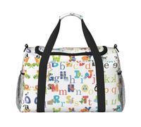 Animal Alphabet Print Weekender Bag,Gym Bag with,Carry On Luggage Overnight Weekend Bag, Holdall Handbag