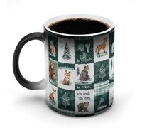 Animal and Forests Patchwork Cute Color Changing Mug Ceramic Heat Sensitive Mugs Magic Coffee Cup with Handle 12 Oz