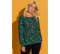 Animal and Paisley Print Blouson Sleeve Top Klass. Green M