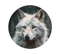 Animal Arctic Wolf Wildlife Portrait Snow Forest Amber Eyes Vintage Metal Tin Sign Plaque Wall Decor for Cafe, Club Bar, Office, Garden Metal Poster 8x8Inch