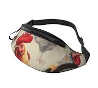 Animal Art Chicken Painting Fanny Pack for Men Women, Waterproof Sports Waist Bag Fashion Belt Bag Crossbody Bags Hip Bum Bag with Adjustable Strap Large Sling Bag Purse for Travel Hiking