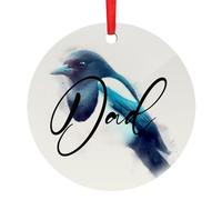 Animal Art Christmas Decoration, Personalised 7.2 cm Wood Christmas Tree Custom Ornament Gift (Magpie 2)