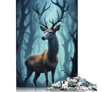Animal Art Elk 1000 Pieces Puzzles for Teenagers Gifts Paper Puzzle Jigsaws for Adults Home Educational Games DIY Toys 1000pcs (38x26cm)