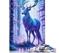 Animal Art Elk Puzzle Jigsaws 1000 Pieces for Adults & Teenager Age 12 Years Up Christmas Eve Gifts 1000pcs (75x50cm)