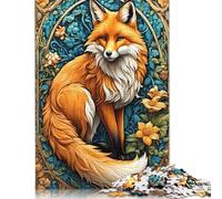 Animal Art Fox 1000 Pieces Wooden Puzzles for Adults Jigsaw Puzzles Educational Game Challenge Toy 1000pcs (75x50cm)