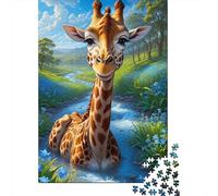 Animal Art Giraffe Puzzle Difficult Challenge 100 Percent Recycled Cardboard Jigsaw Puzzle for Kids And Adults Age 12 Years Up 1000pcs (75x50cm)