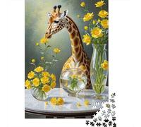 Animal Art Giraffe Puzzle Family Fun 100% Recycled Cardboard Jigsaw Puzzle for Kids And Adults Age 12 Years Up 1000pcs (38x26cm)