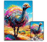 Animal Art Ostrich Jigsaw Puzzle 1000 Pieces Impossible Jigsaw Puzzles for Adults Colorful Home Decor & Interactive Family Game, 50x75CM/19.68x29.52inch