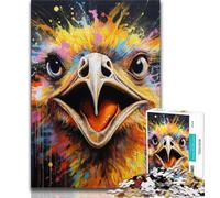 Animal Art Ostrich Jigsaw Puzzles for Adults Teenagers Jigsaws Puzzle,Toys Educational Games Stress Relieving Suitable for Desktop Decoration 38x26cm