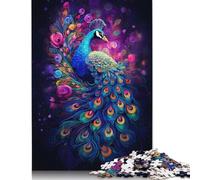 Animal Art Peacock Jigsaw Puzzles Puzzle 500 Pieces Jigsaws Rectangular Wooden Jigsaw Stress Reliever Difficult Challenge 500pcs (52x38cm)